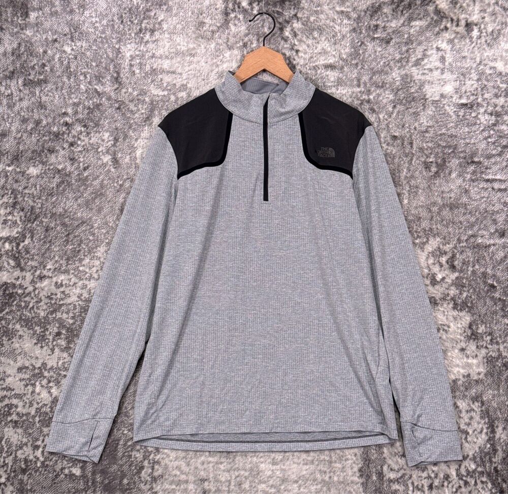 The North Face Shirt Large Mens Flashdry XD Gray 1/4 Zip Pullover Lightweight